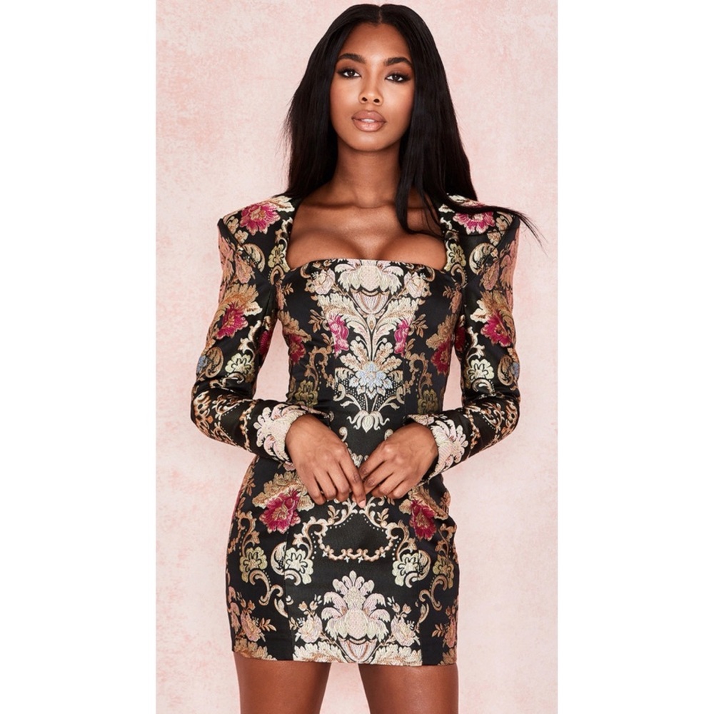 House Of CB Mona Dress Jacquard Boned Bustier Dress XS